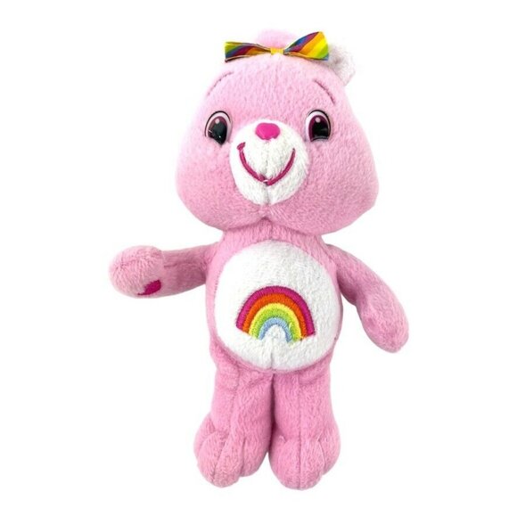 2007 Plush Care Bears Cheer Bear 8" Embroidery Rainbow Beanbag Stuffed Animal - Picture 1 of 6